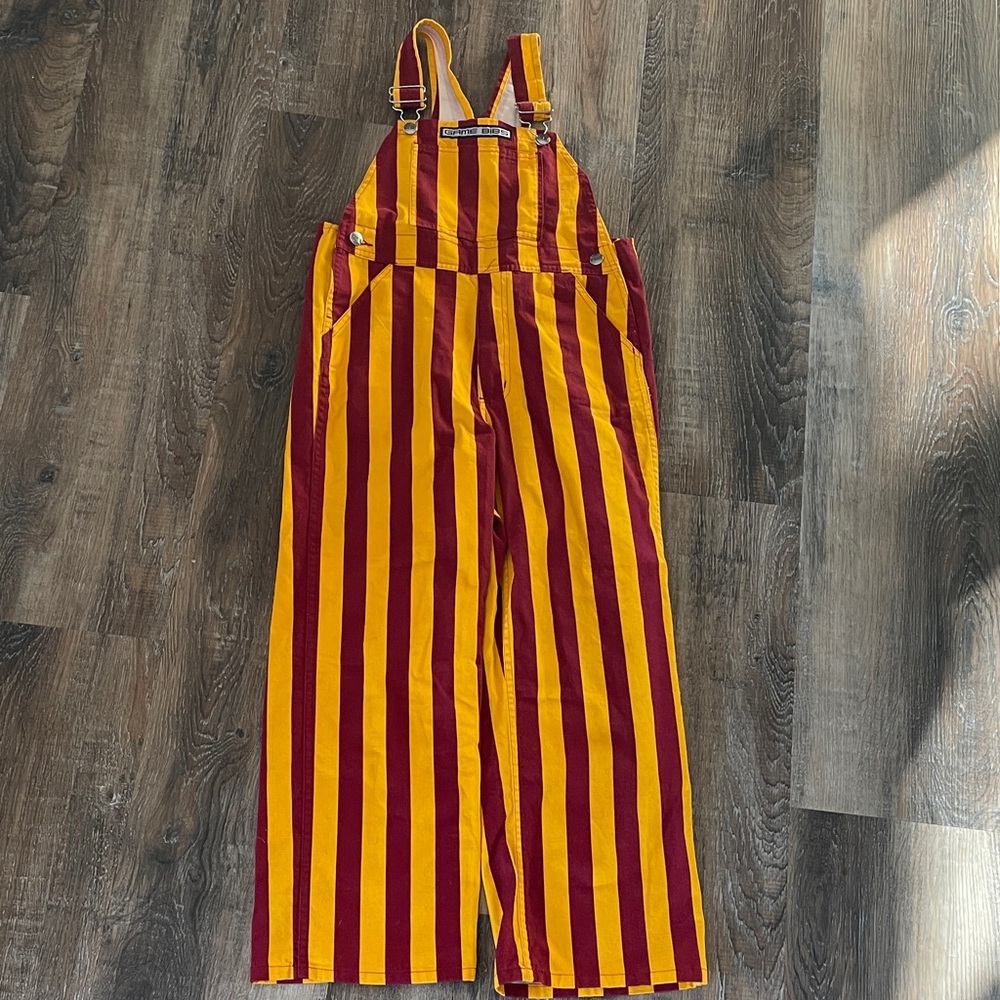 Game Day bibs Striped Yellow and Red Overalls